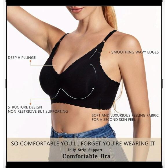 Seamless Soft Padded Red T-Shirt Bra Size M Scallop Trim Adjustable Longline NEW - Picture 4 of 11